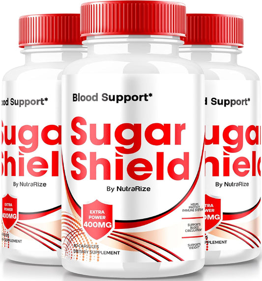 Sugar Shield Blood Support Pills - Pack of 3, Maximum Strength Formula with Natural Blood Blend Complex - 180 Capsules, Reviews Included