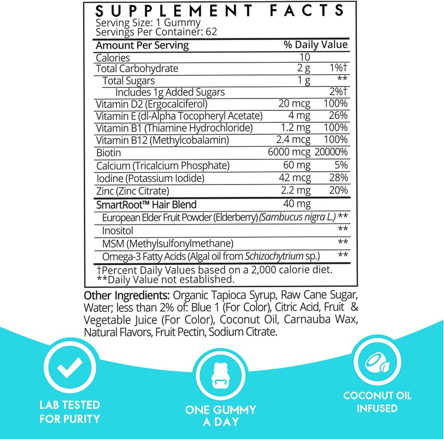 SugarbearPro Hair Vitamin Gummy 6 Month Supply - Extra Strength Biotin 6000mcg - Growth for Men & Women - Vegan B12, MSM, Inositol, Omega 3 - Elderberry - Certified Kosher, Halal, Cruelty-Free