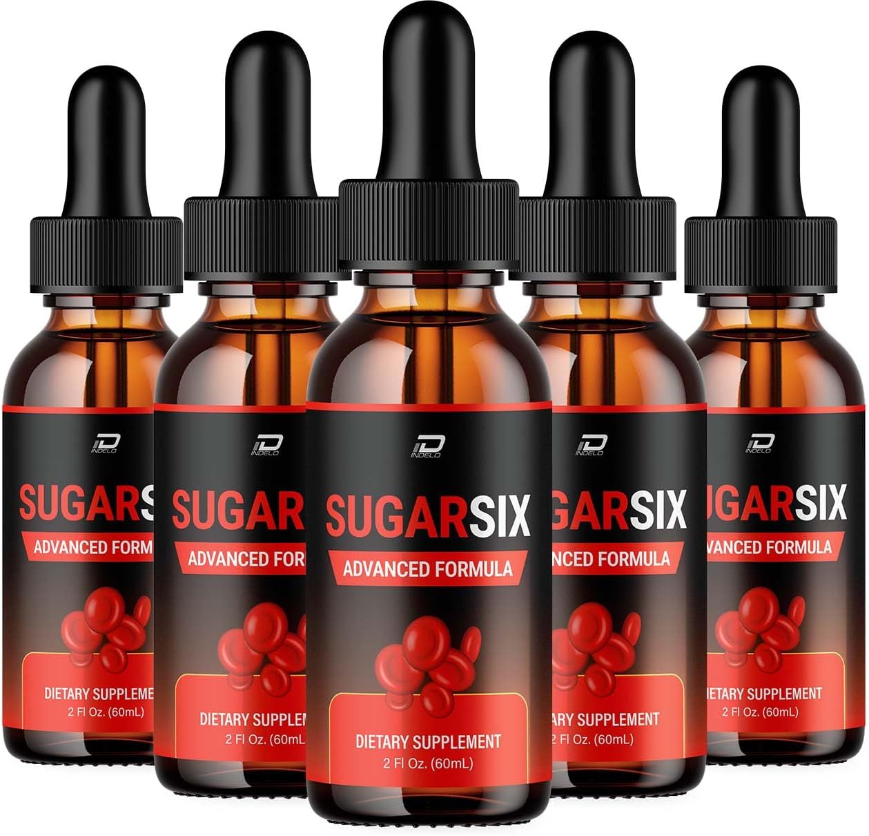 SugarSix Liquid Drops - Extra Strength Dietary Supplement for Healthy Sugar Levels - 5 Pack (5 Month Supply)