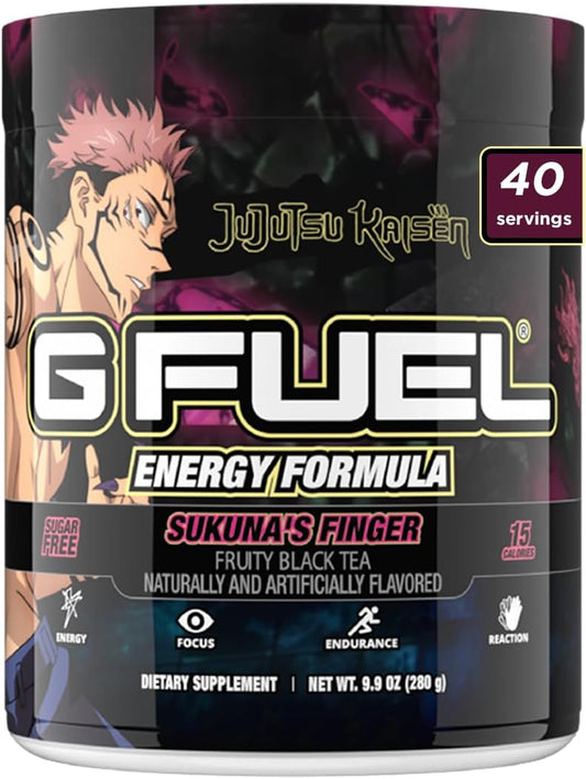 Sukuna's Finger Energy Drink Powder - Gaming Pre Workout Mix, Sugar Free Amino & Antioxidants, 9.9oz (Fruity Black Tea)