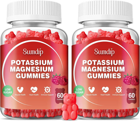 SumDIP Magnesium Potassium Gummies for Heart & Muscle Health, Sleep Aid, Leg Cramp Relief - 2 Pack Vegan Gummy Supplements