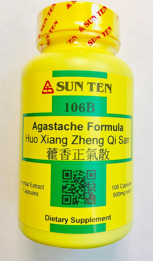 Sun Ten Agastache/Pogostemon Formula - Huo Xiang Zheng Qi San, 106B, 100 Capsules