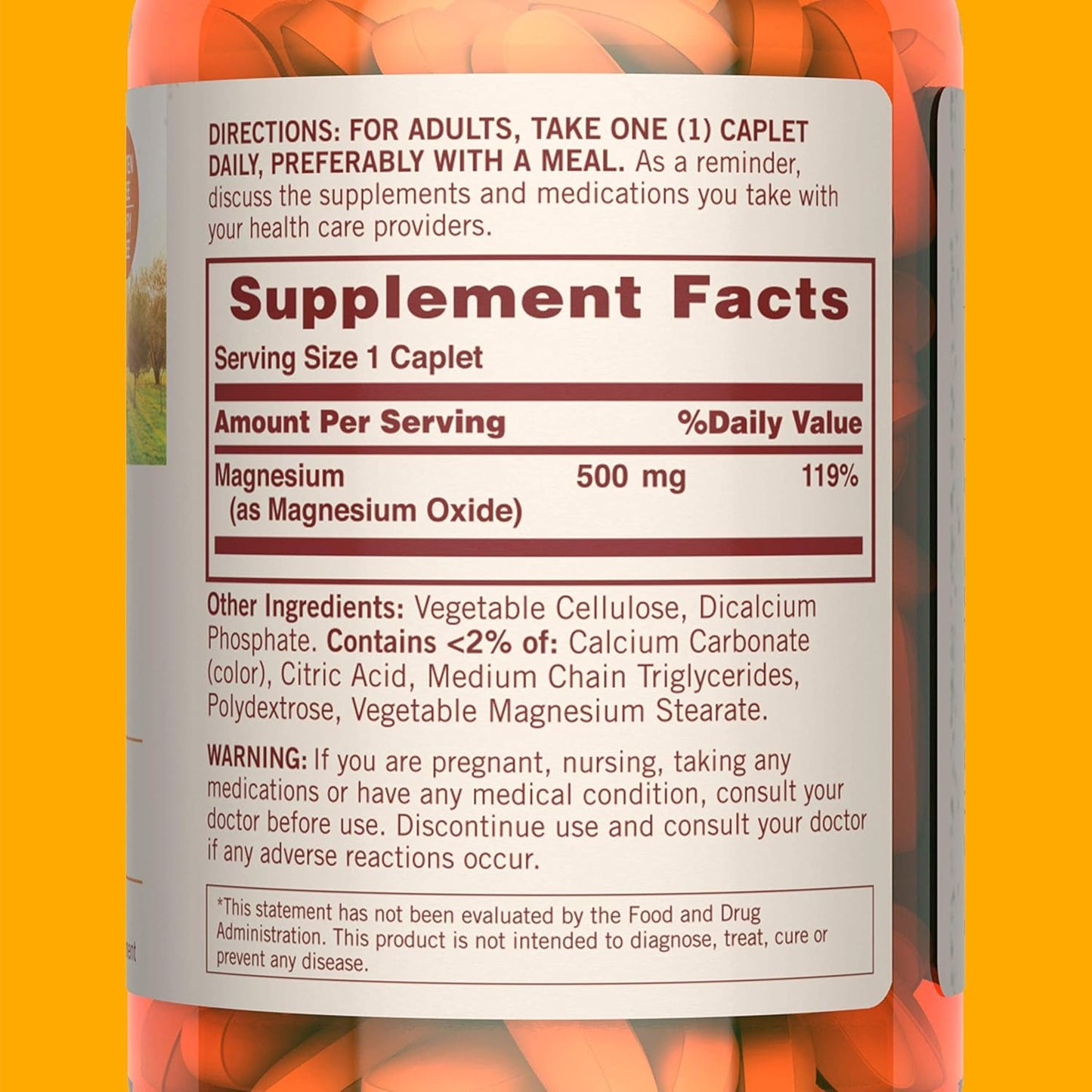 Sundown Magnesium 500mg Coated Caplets - Bone & Muscle Health Support - 180 Count - 6 Month Supply