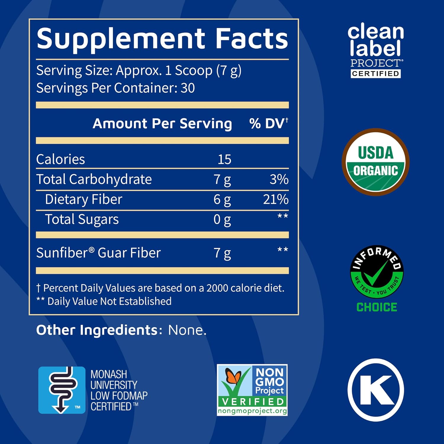 Sunfiber Prebiotic Fiber Supplement for Digestive Health - 30 Servings, Low FODMAP, Gluten-Free, Unflavored - Tomorrow's Nutrition