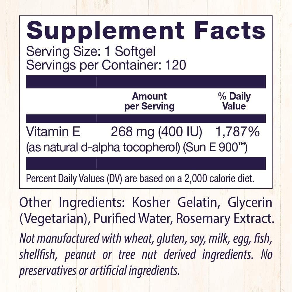 Sunflower Vitamin E Supplement for Hair, Skin & Nails - 400 IU Softgels - Non-GMO & Gluten-Free - Healthy Origins