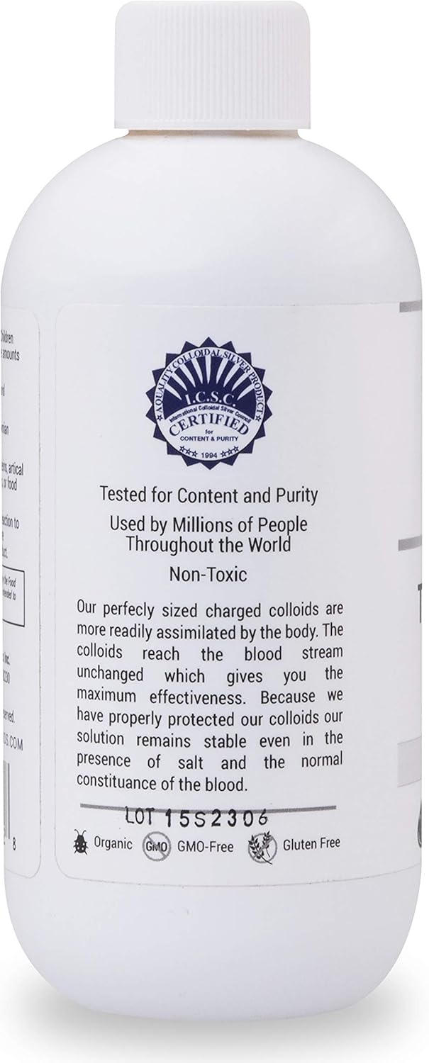 SunForce Health & Organics True Colloidal Silver Supplement - 10 ppm | Natural Health Boost for Adults and Kids (8 OZ)