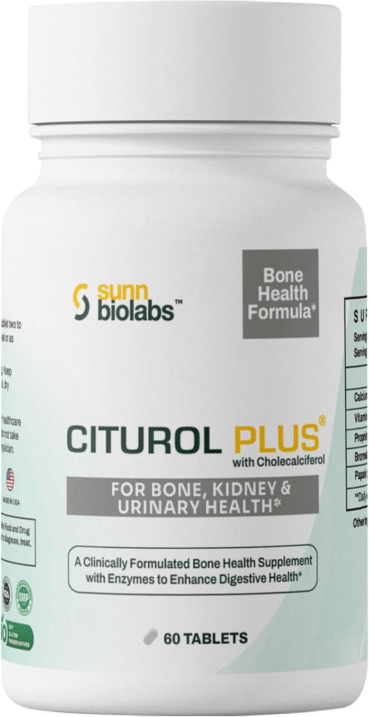 SUNN BIOLABS Citurol Plus Bone Health Supplement for Bone, Kidney & Urinary Health - 60 Tablets