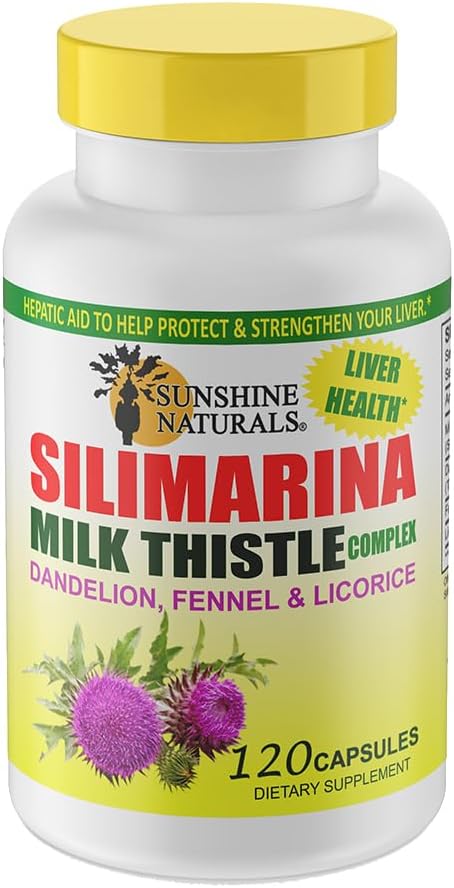 Sunshine Naturals Milk Thistle Complex 600mg - 120 Capsules (Pack of 3) for Liver Health & Digestive Support, Detox, Antioxidant Defense, Natural Function.