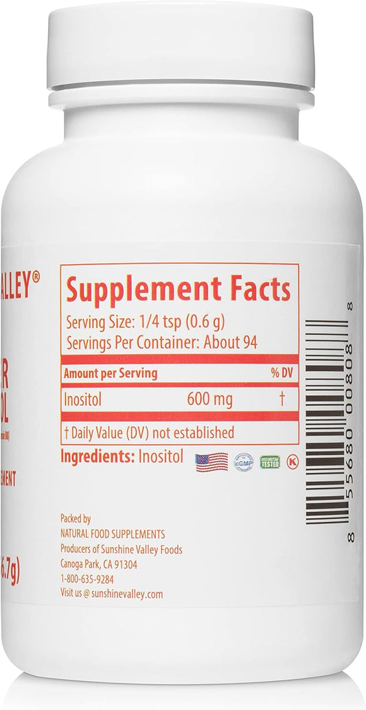 Sunshine Valley Super Inositol Vitamin B8 Powder for PCOS Fertility & Hormonal Balance - 2 oz