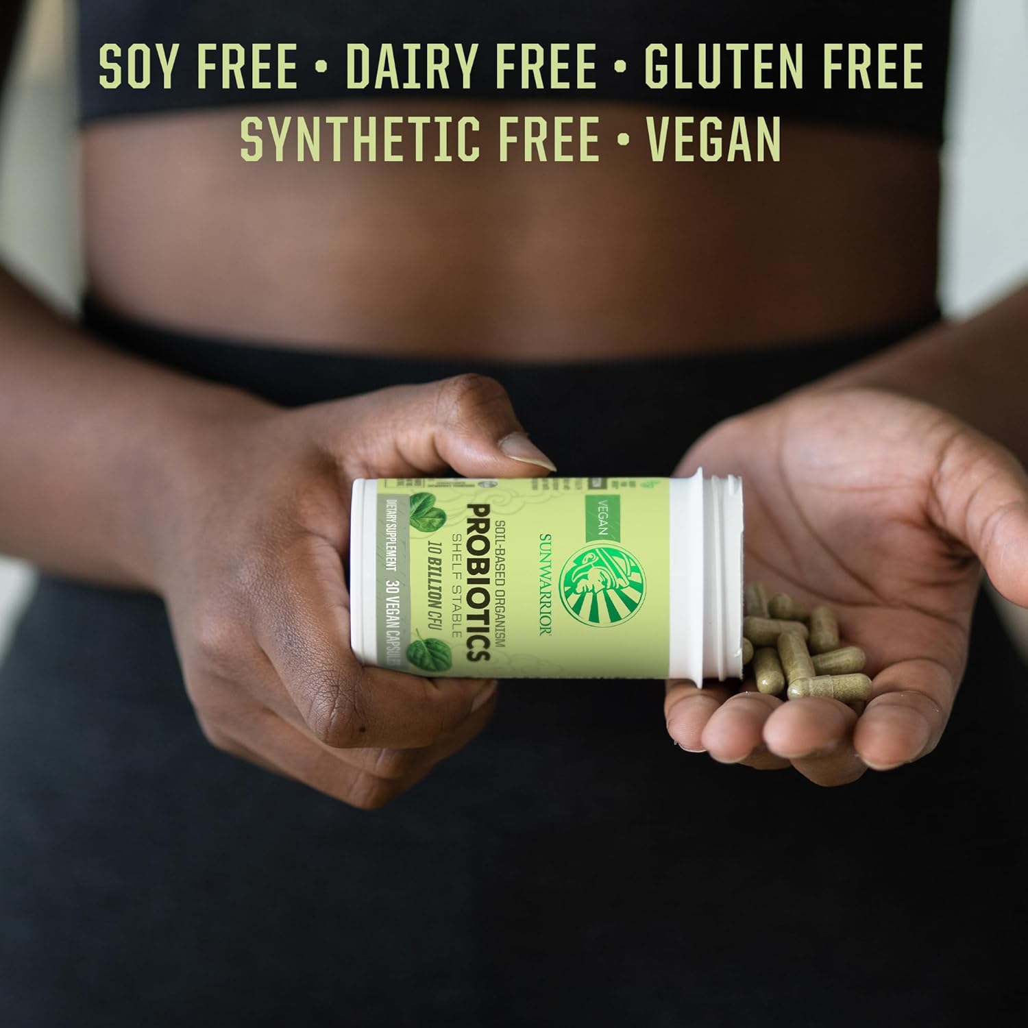 Sunwarrior Soil-Based Vegan Probiotic Capsules | 10 Billion CFU for Digestion | Soy, Gluten, Dairy Free | 30 Count
