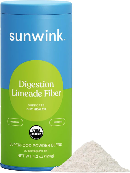 Sunwink Digestion Limeade Fiber Superfood Powder | Prebiotic Fiber Blend with Chicory Root & Tangerine Peel | Supports Gut Health | 4.2 oz, 20 Servings