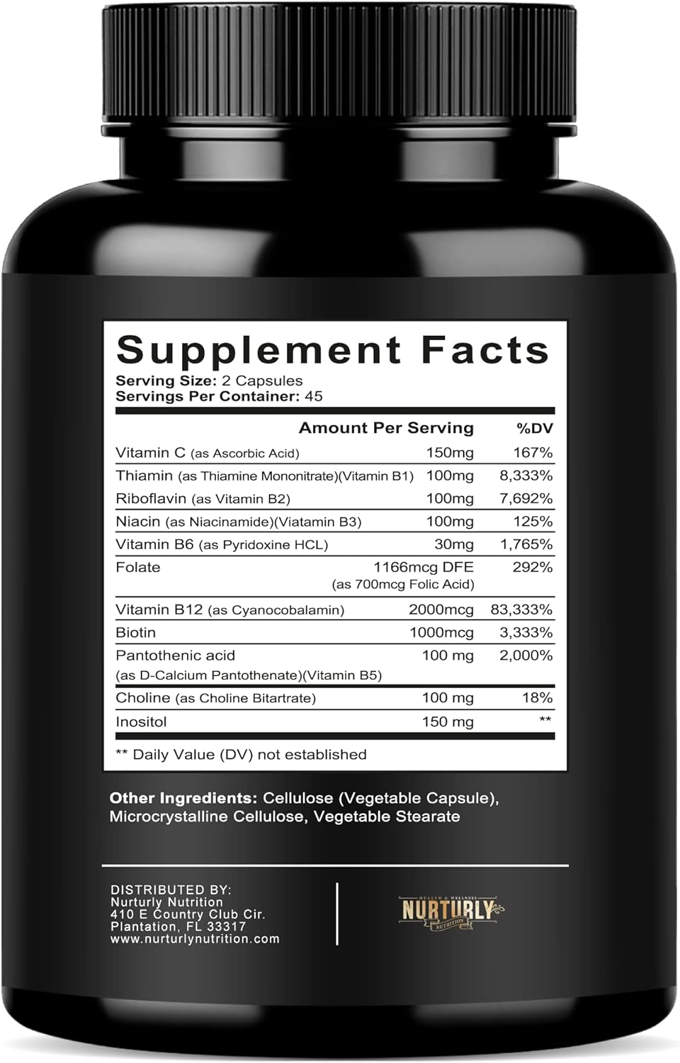 Super B Complex Vitamins with Vitamin C - 90 Capsules for Energy, Immunity, and Mood Support