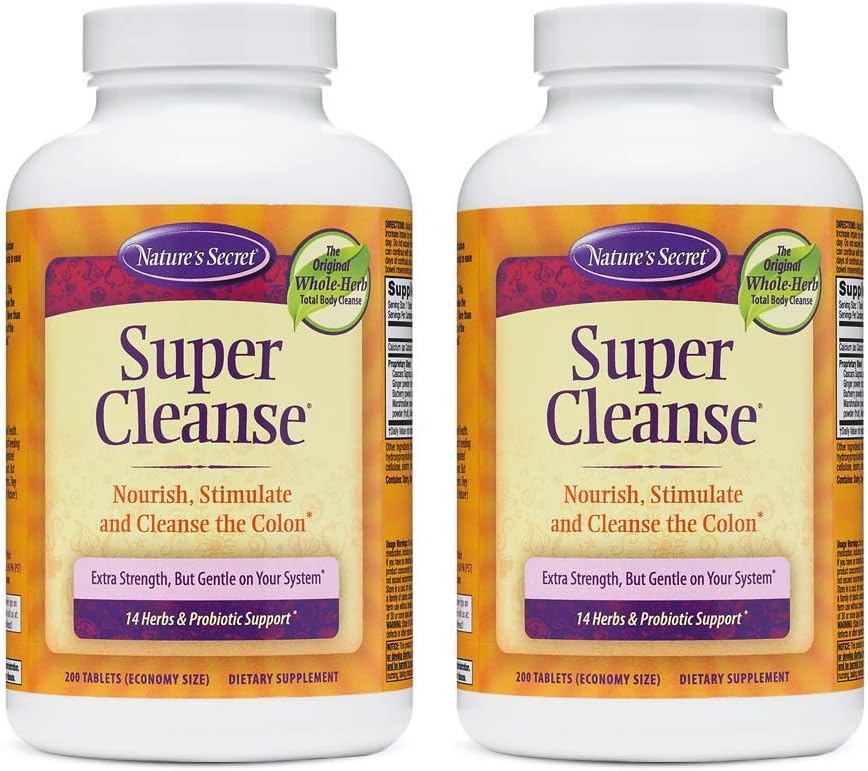 Super Cleanse Extra Strength Detox Pills - Gentle Body Cleanse with Probiotics - 400 Count - Colon Health Support - Natural 14 Herb Blend
