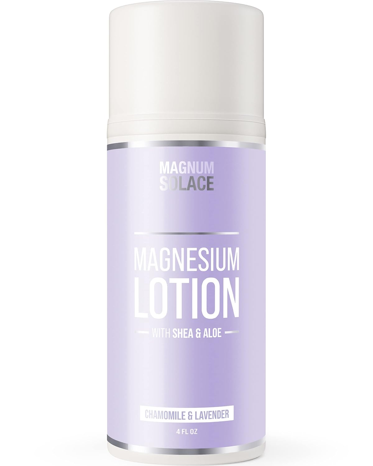 Super Concentrated Magnum Solace Magnesium Lotion with Aloe, Shea, Chamomile & Lavender - Soothes Leg Cramps, Sore Muscles, Joints - Safe for Kids, USA-Made