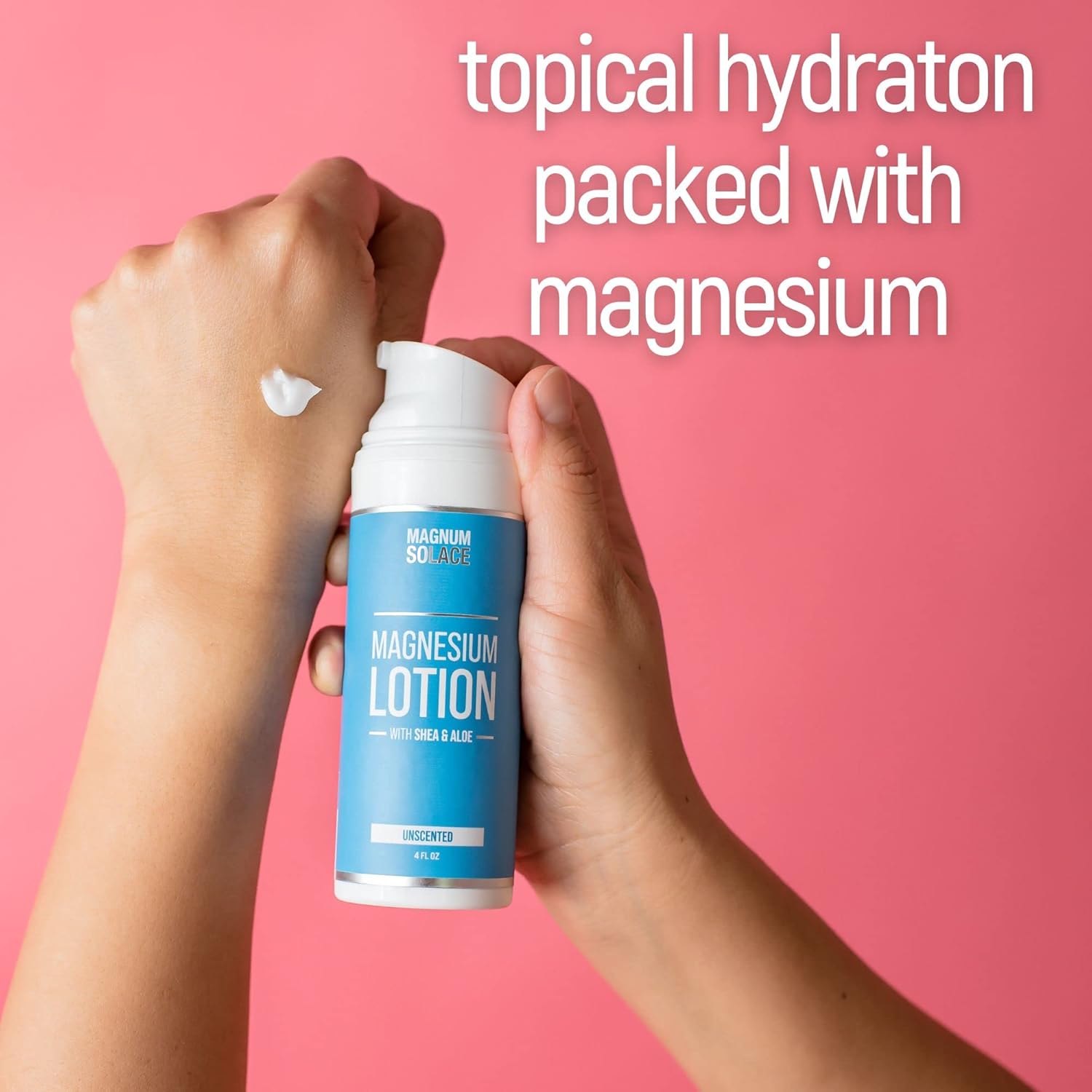 Super Concentrated Magnum Solace Magnesium Lotion with Aloe and Shea - Relieves Leg Cramps, Sore Muscles, Joints - Safe for Kids - Made in USA - Sandalwood