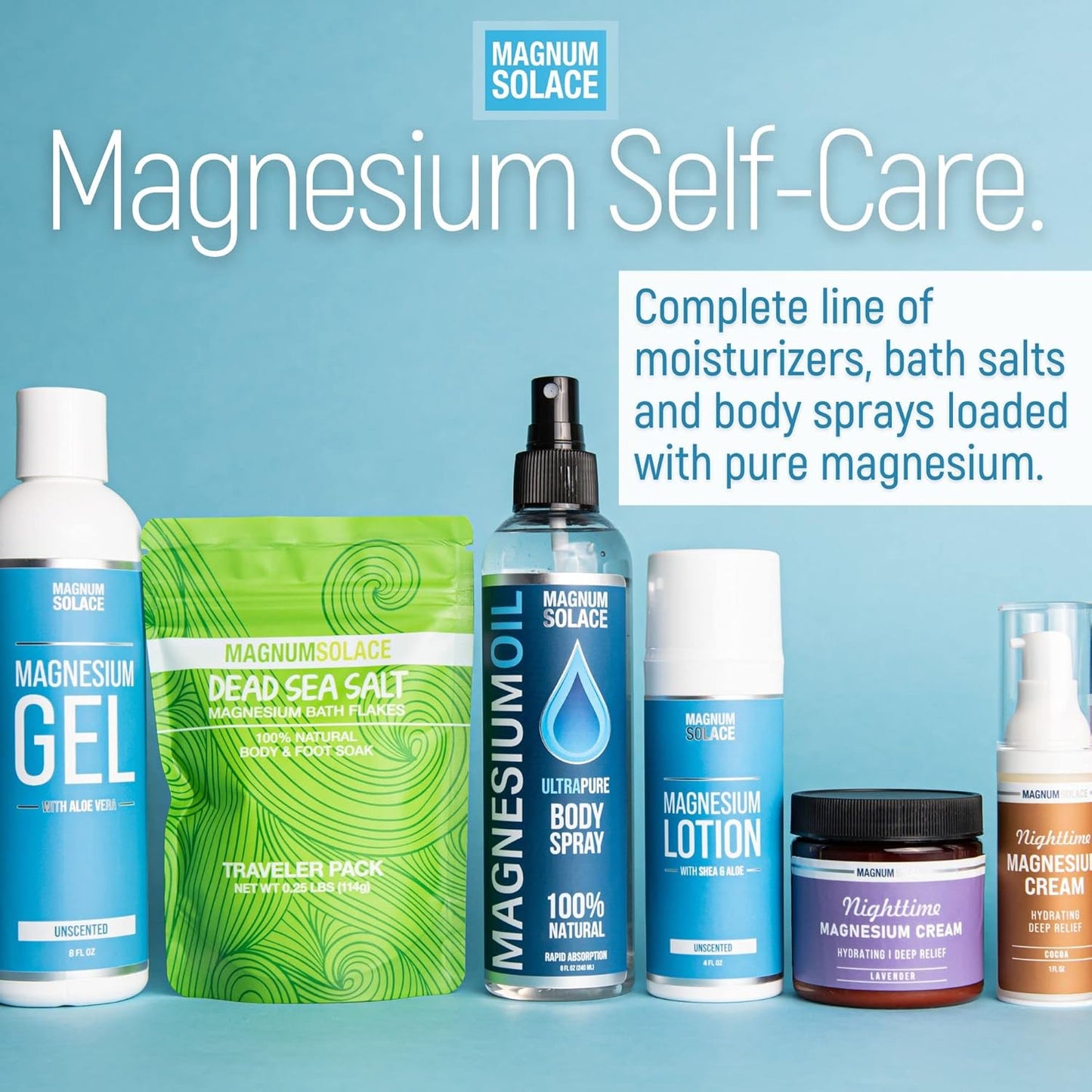 Super Concentrated Magnum Solace Magnesium Lotion with Aloe and Shea - Relieves Leg Cramps, Sore Muscles, Joints - Safe for Kids - Made in USA - Sandalwood