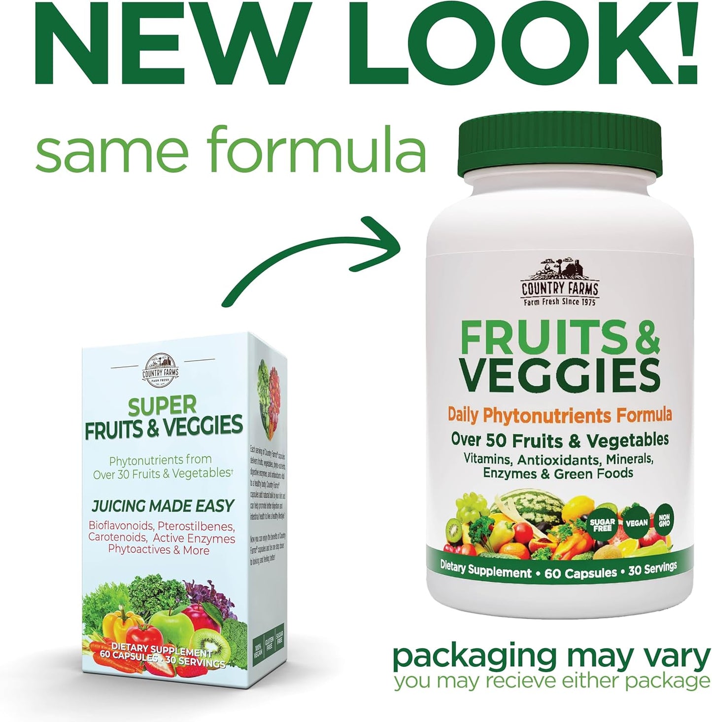 Super Fruits and Veggies Capsules - Whole Food Supplement with Antioxidants for Energy and Immune Health - 30 Servings