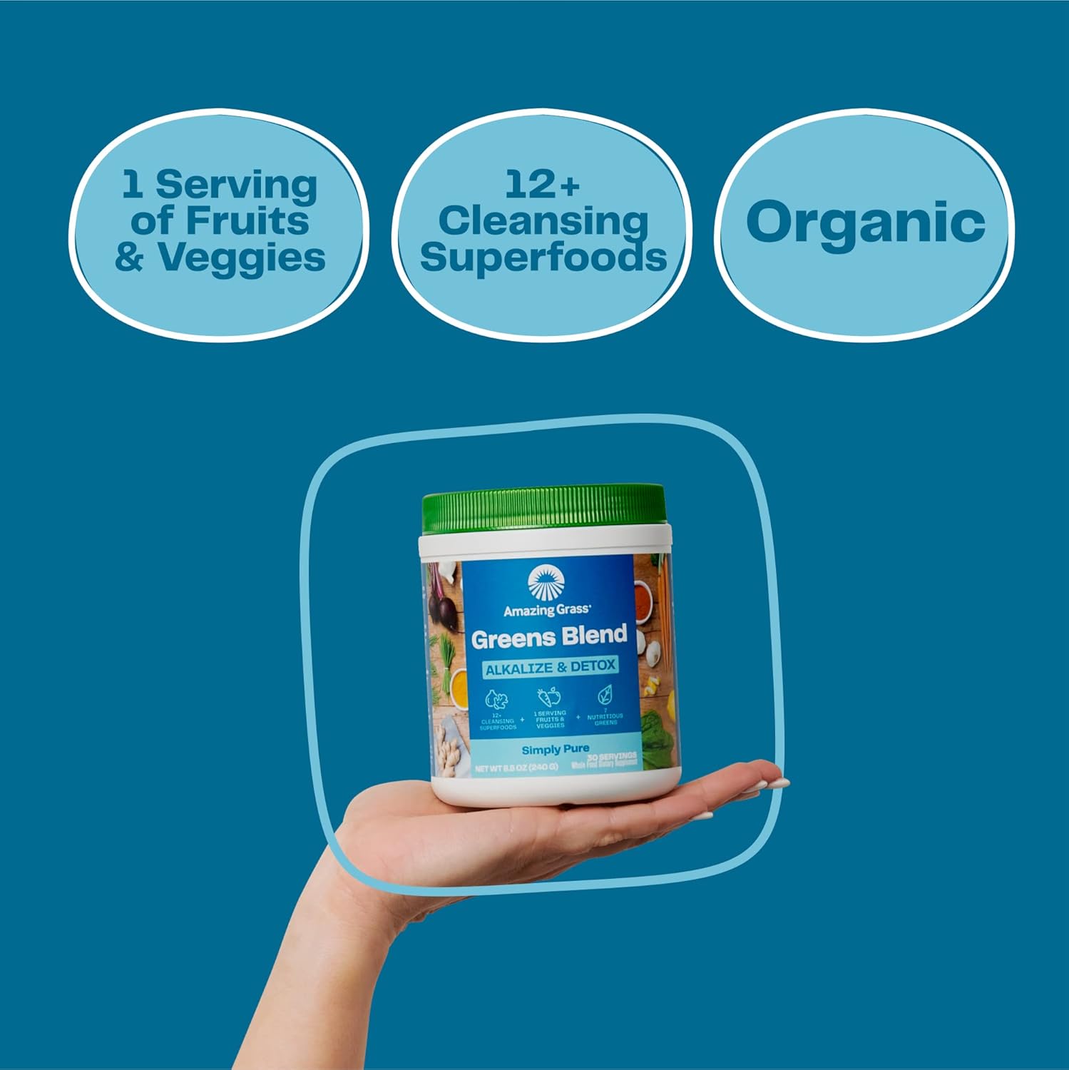 Super Greens Powder with Beet Root, Digestive Enzymes, Prebiotics & Probiotics - Alkalize & Detox Cleanse, 30 Servings