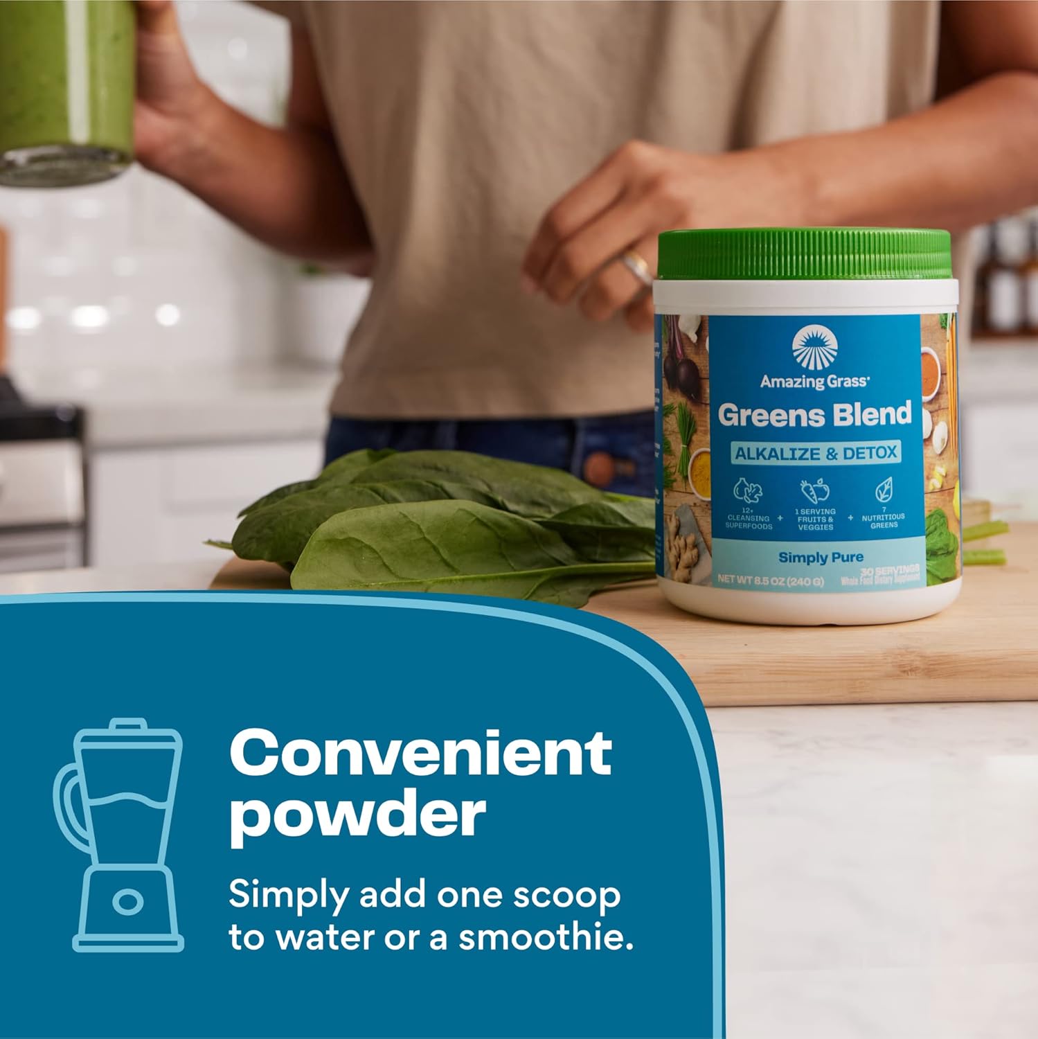 Super Greens Powder with Beet Root, Digestive Enzymes, Prebiotics & Probiotics - Alkalize & Detox Cleanse, 30 Servings