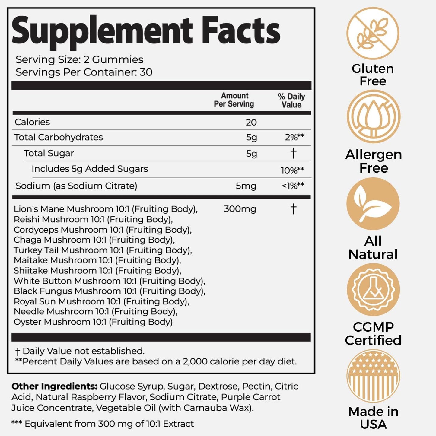 Super Mushroom Chaga Bundle: Immune Support & Stress Management Gummies + Elixir for Energy, Focus - 60 Gummies + 60ml Tincture