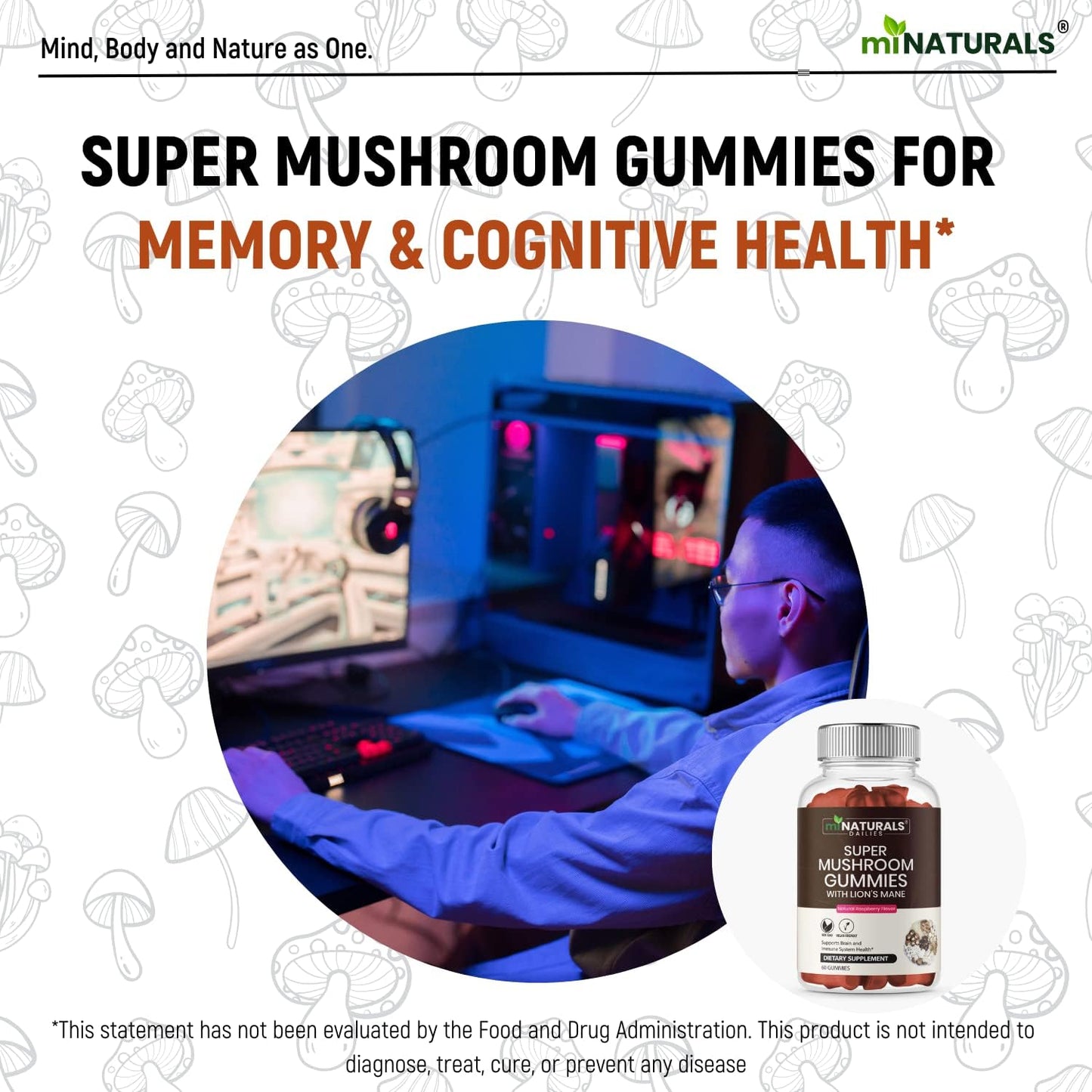 Super Mushroom Gummies for Adults - 10X Mushroom Supplement with Lions Mane for Brain and Immune System Health - No More Pills or Capsules