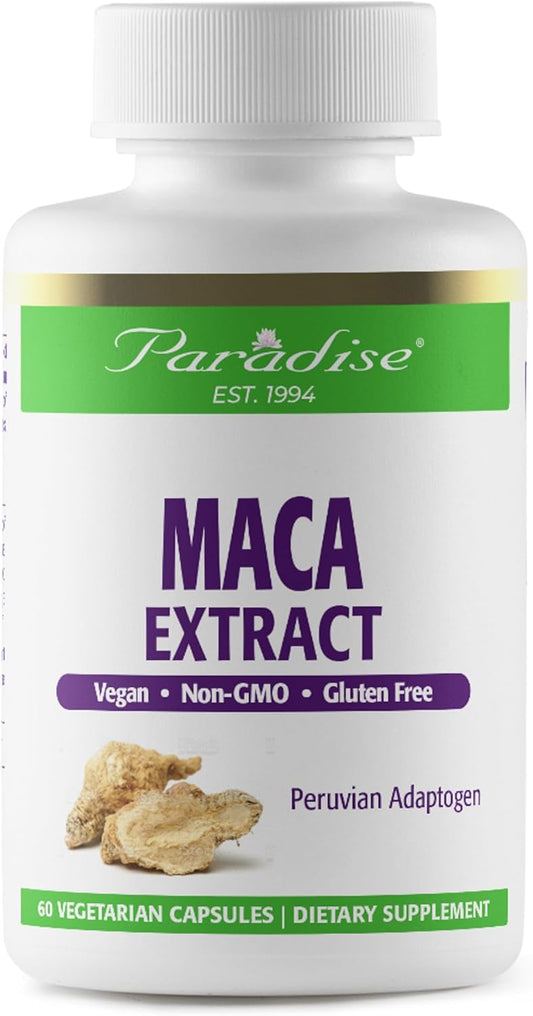 Super Potent Paradise Herbs Maca Root Extract - Ultra Pure, Vegan, Non GMO, Gluten Free - 60 Vegetarian Capsules