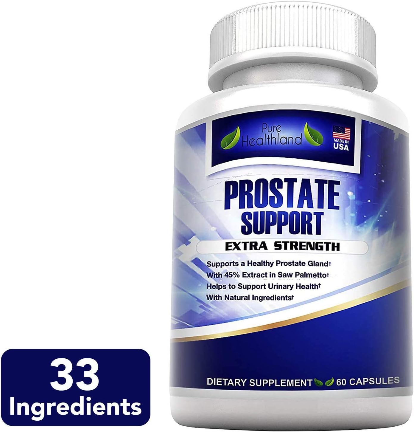 Super Prostate Health Support Pills with 33 Natural Ingredients - Stop Frequent Urination & Improve Urinary Health - Saw Palmetto Extract Formula for Men