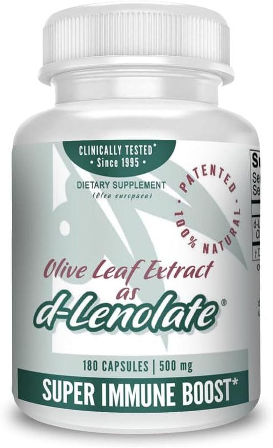 Super Strength East Park Olive Leaf Extract Capsules - 500mg d-Lenolate | 18% Oleuropein | Immune System Booster - 180 Vegetarian Capsules