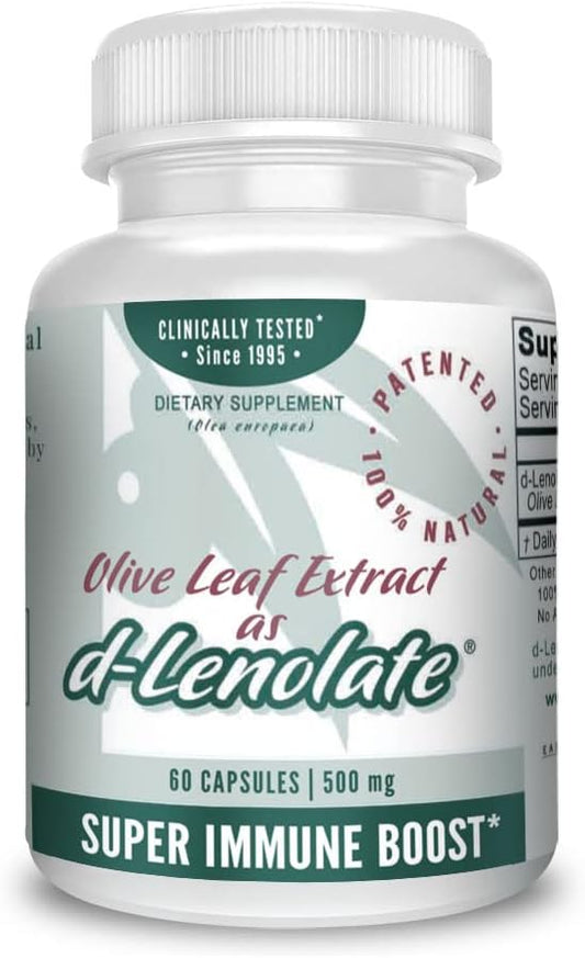 Super Strength East Park Olive Leaf Extract Capsules - 500mg d-Lenolate with 18% Oleuropein for Immune Support - 60 Vegan Capsules