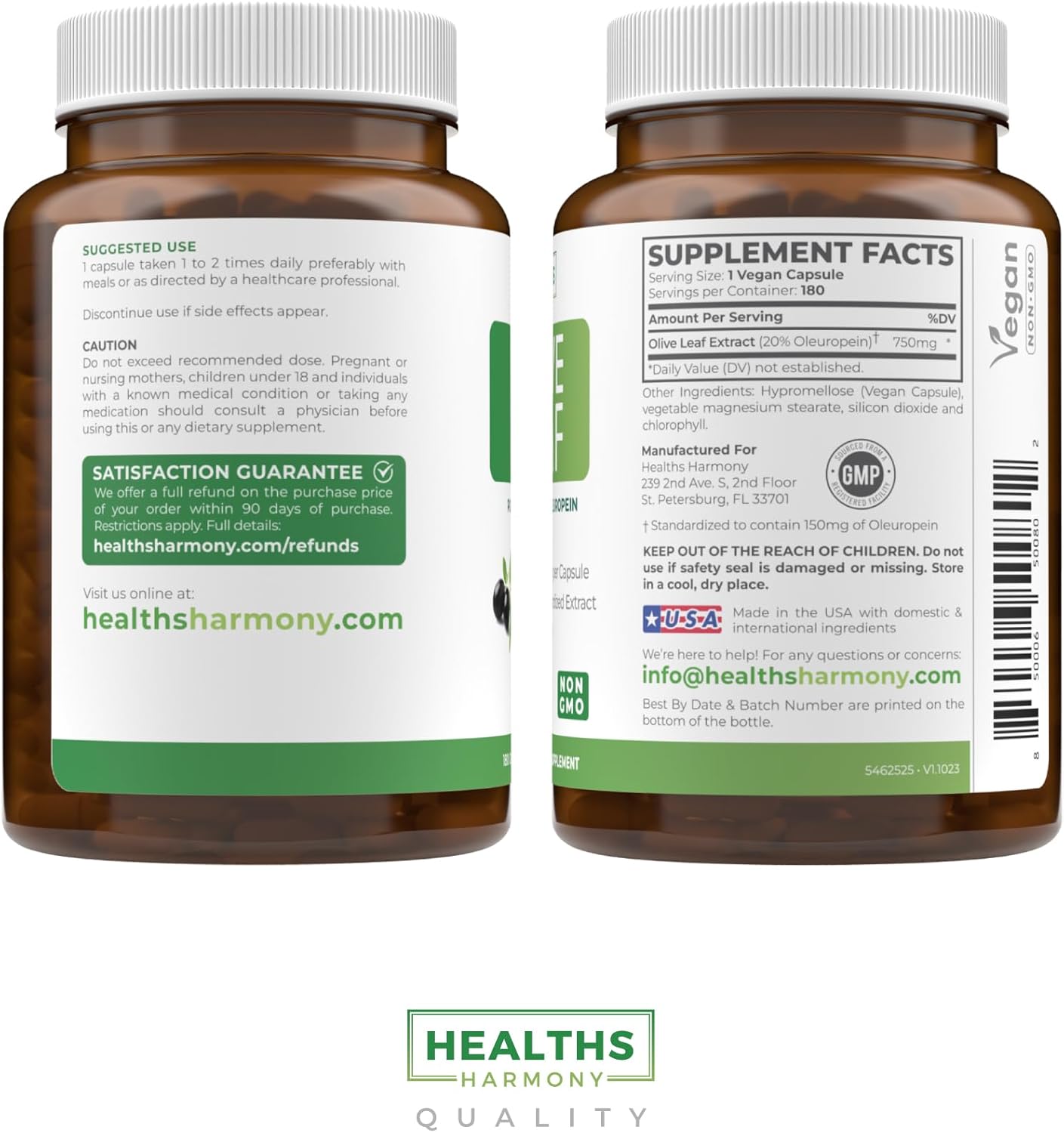 Super Strength Olive Leaf Extract Capsules - 750mg - Non-GMO - 20% Oleuropein - Immune Support, Skin Health, Antioxidants - Vegetarian - 180 Capsules