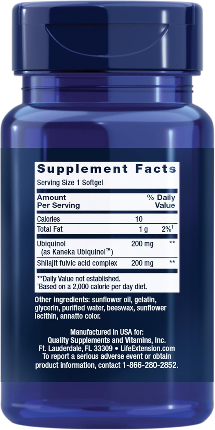 Super Ubiquinol CoQ10 with Shilajit for Heart Health & Energy - 200mg Softgels - Gluten-Free, Non-GMO - 30ct
