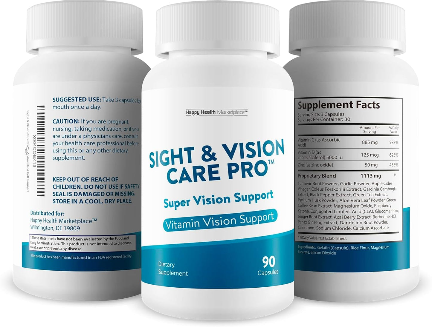 Super Vision Support - Vitamin & Mineral Supplement for Eye Health - Enhance Visual Acuity and Reduce Eye Strain - Antioxidant Cell Support for Healthy Sight & Vision Care