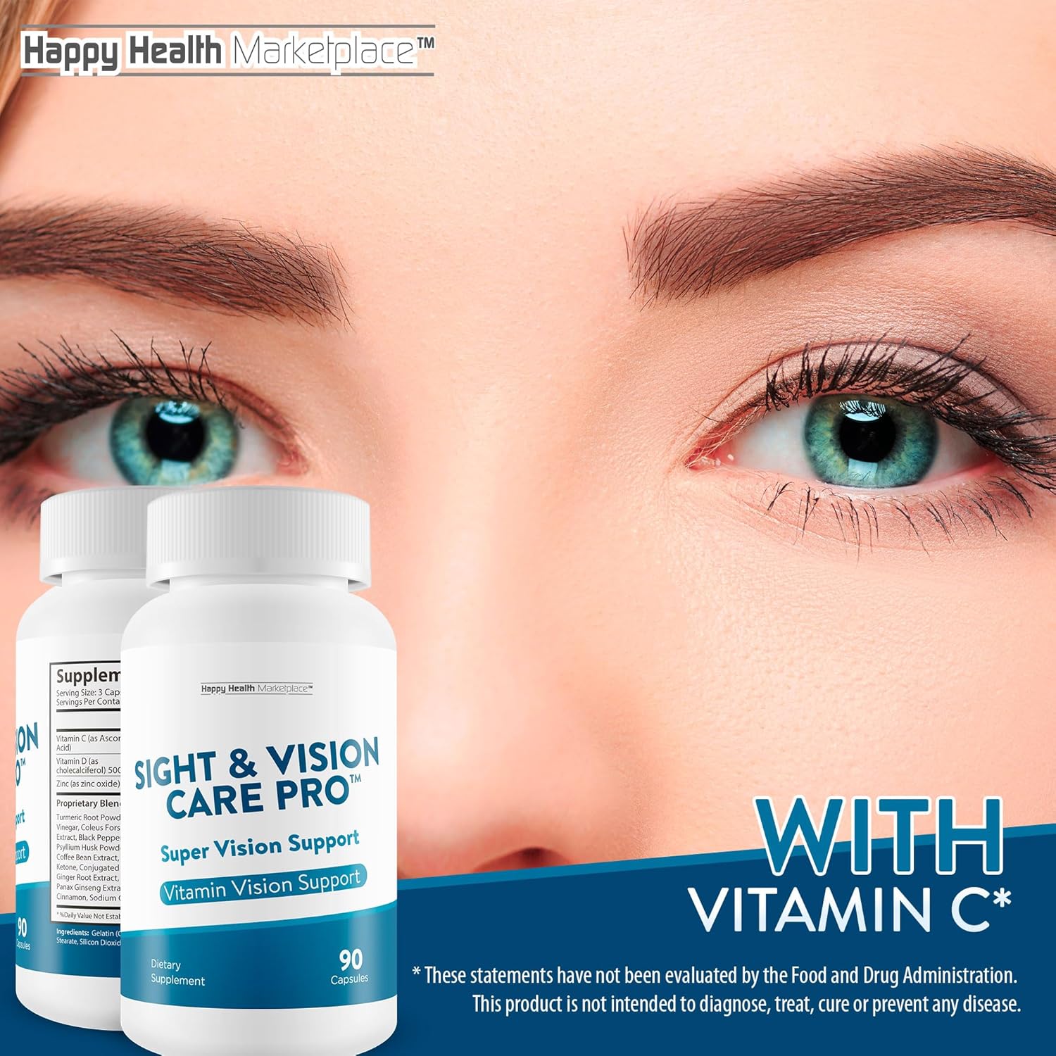 Super Vision Support - Vitamin & Mineral Supplement for Eye Health - Enhance Visual Acuity and Reduce Eye Strain - Antioxidant Cell Support for Healthy Sight & Vision Care