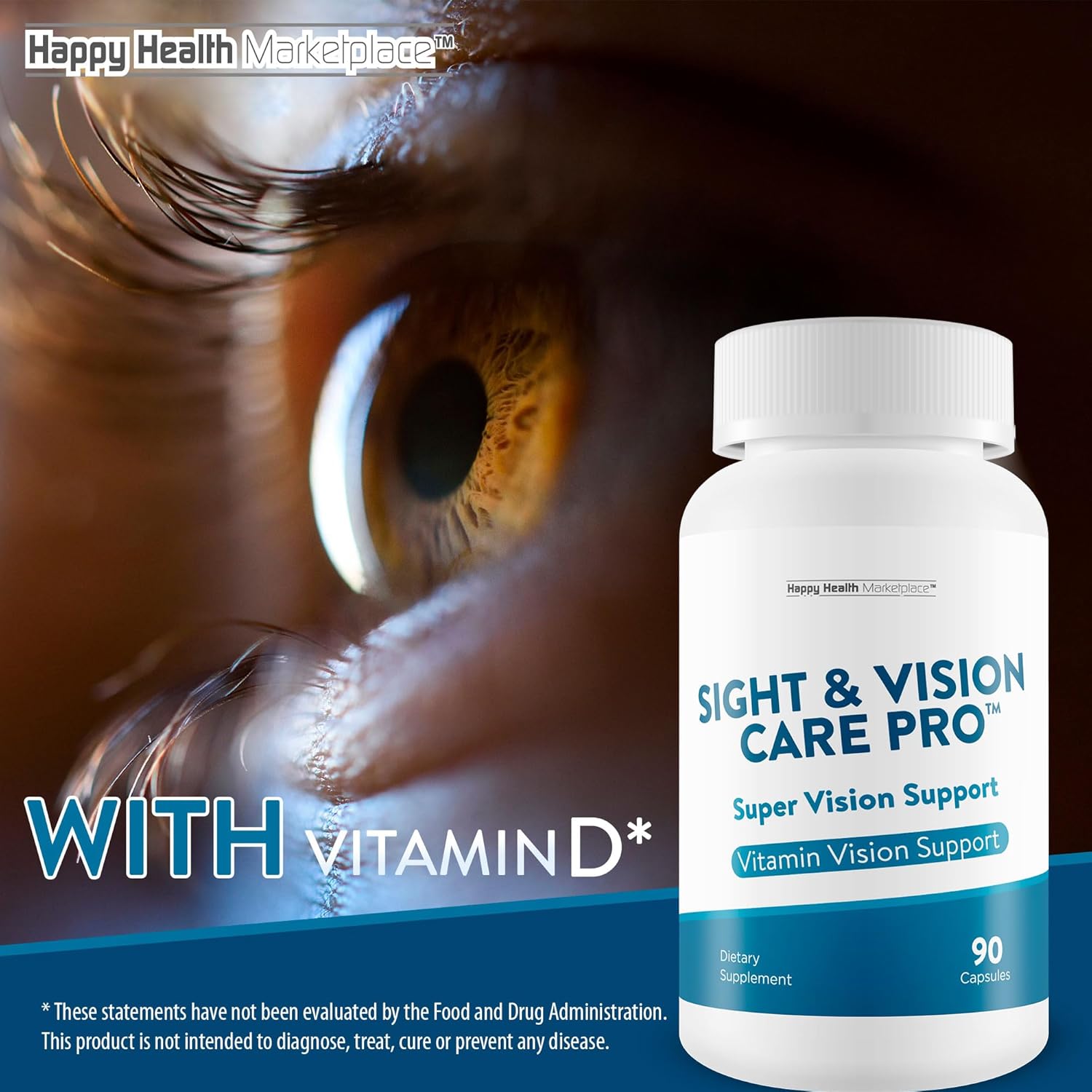 Super Vision Support - Vitamin & Mineral Supplement for Eye Health - Enhance Visual Acuity and Reduce Eye Strain - Antioxidant Cell Support for Healthy Sight & Vision Care