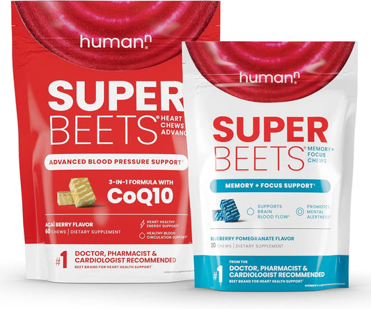 SuperBeets Advanced & Memory + Focus Chews - Boost Brain Health and Cognitive Function with humanN's Innovative Formula