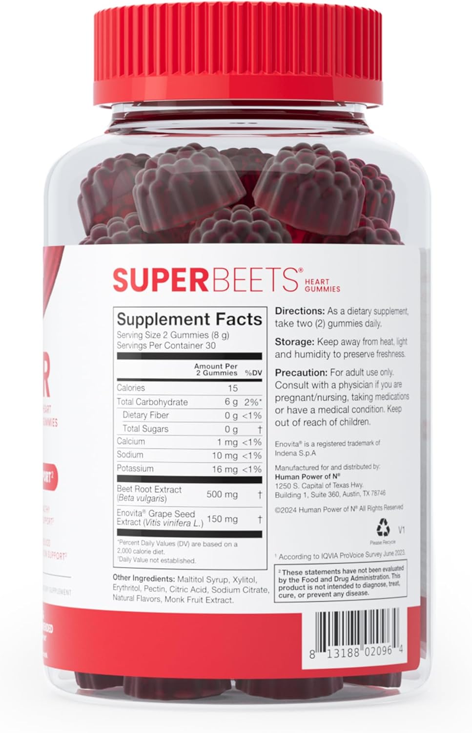 SuperBeets Heart Gummies: Zero Sugar Black Cherry Powder - humanN
