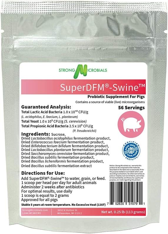 SuperDFM-Swine Probiotic Supplement for Pigs - 56 Servings, Digestive Health Support