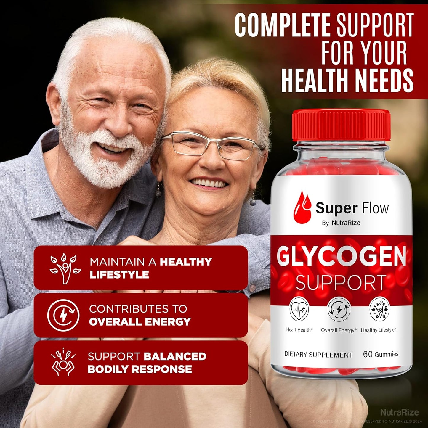 SuperFlow Glycogen Gummies for Optimal Glycogen Support and Detox Cleanse - 60 Gummies