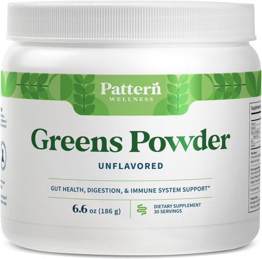 Superfood Greens Powder with Antioxidants, Enzymes, Probiotics, & Adaptogens for Gut Health, Digestion, & Immunity - 30 Servings - 6.6 oz