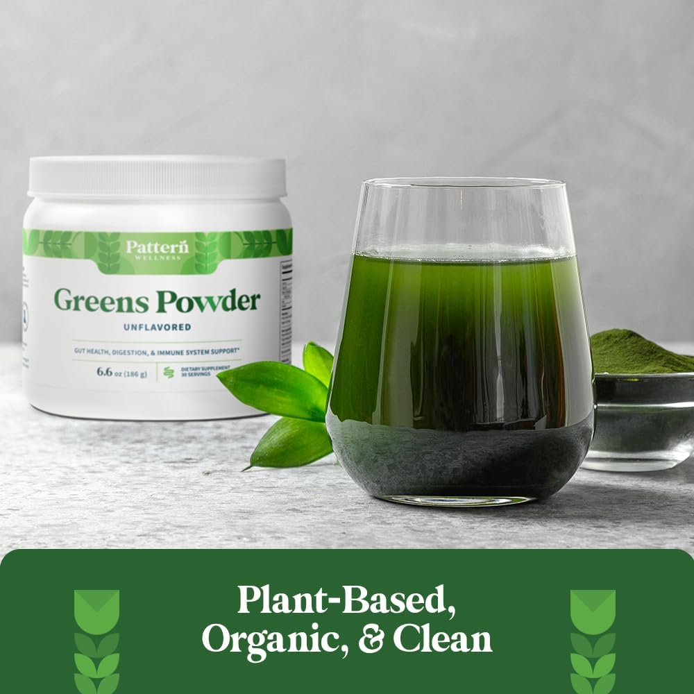 Superfood Greens Powder with Antioxidants, Enzymes, Probiotics, & Adaptogens for Gut Health, Digestion, & Immunity - 30 Servings - 6.6 oz