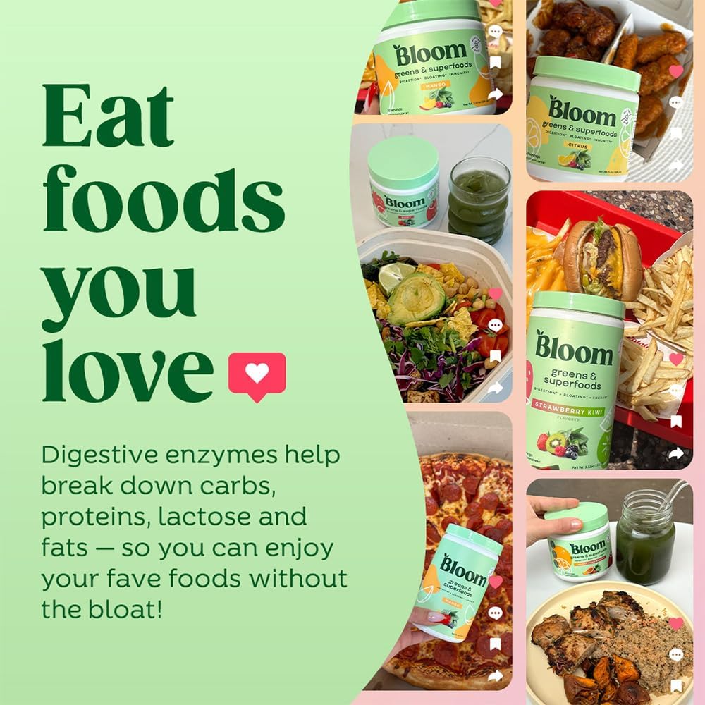 Superfood Greens Powder with Digestive Enzymes, Probiotics, and Prebiotics for Gut Health and Bloating Relief, Orange Passionfruit Flavor + High-Powered Milk Frother