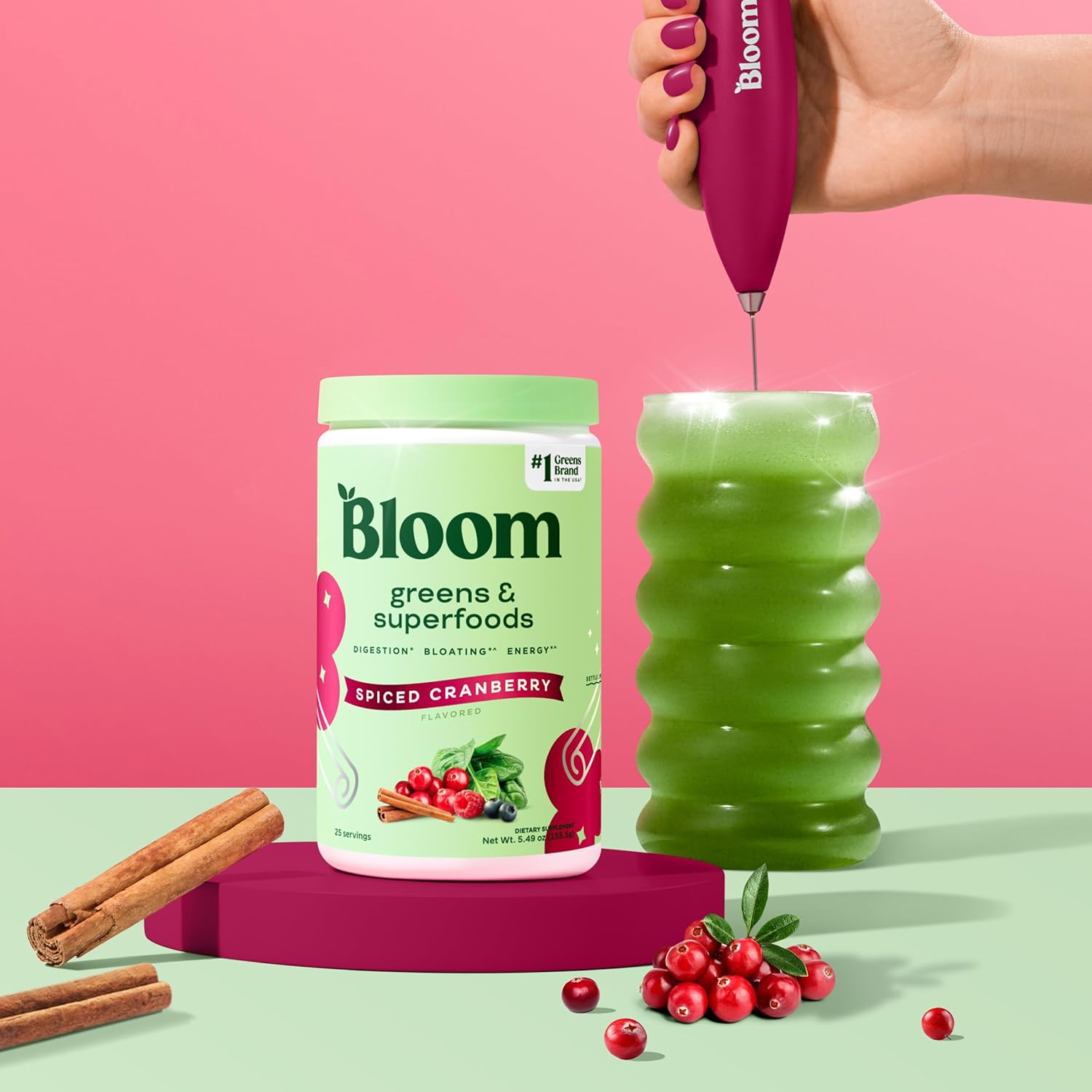 Superfood Greens Powder with Probiotics & Enzymes for Gut Health, Bloating Relief, Chlorella & Beet Root Juice Mix - 25 Servings