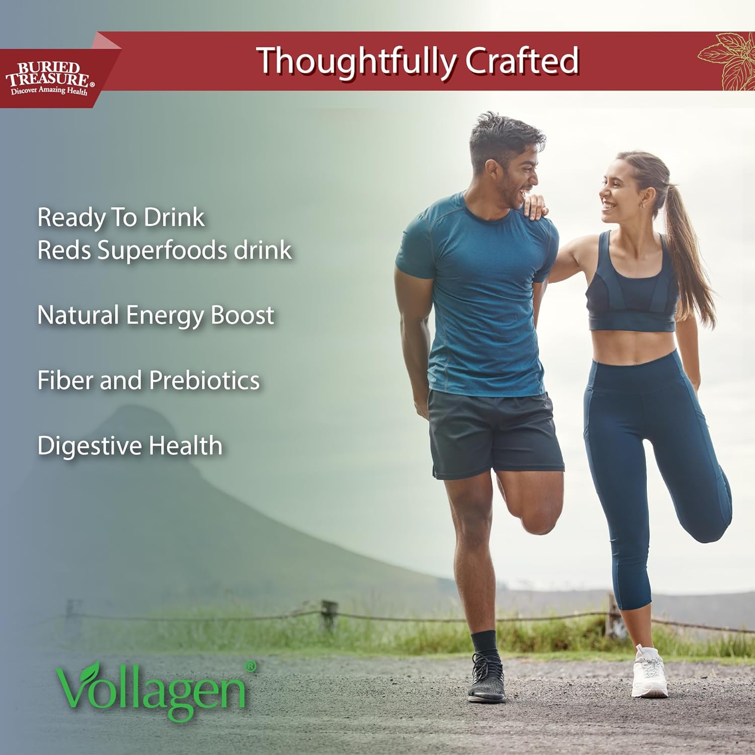 SuperFood Powder with Antioxidants, Beet Root, Elderberry, Green Tea - Liquid Reds Fusion - Vegan Amino Acids & Prebiotics - Buried Treasure Red20