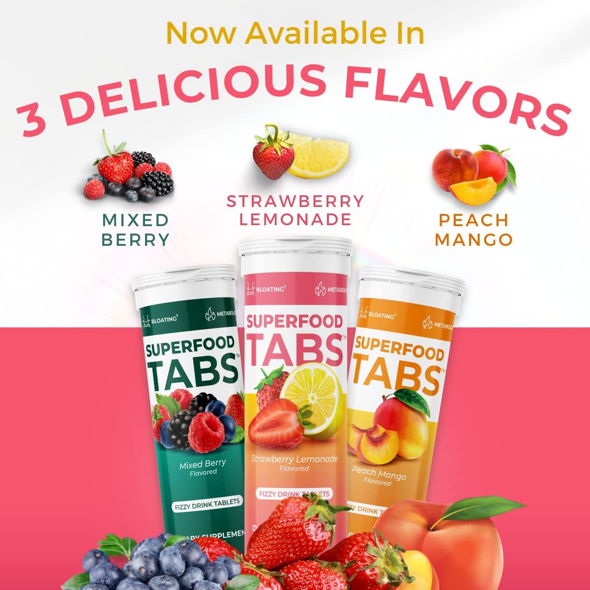 Superfood Tabs Detox Cleanse Drink for Women & Men - Supports Healthy Weight, Digestive Health, Cravings & Bloating - Strawberry Lemonade - 60 Tablets