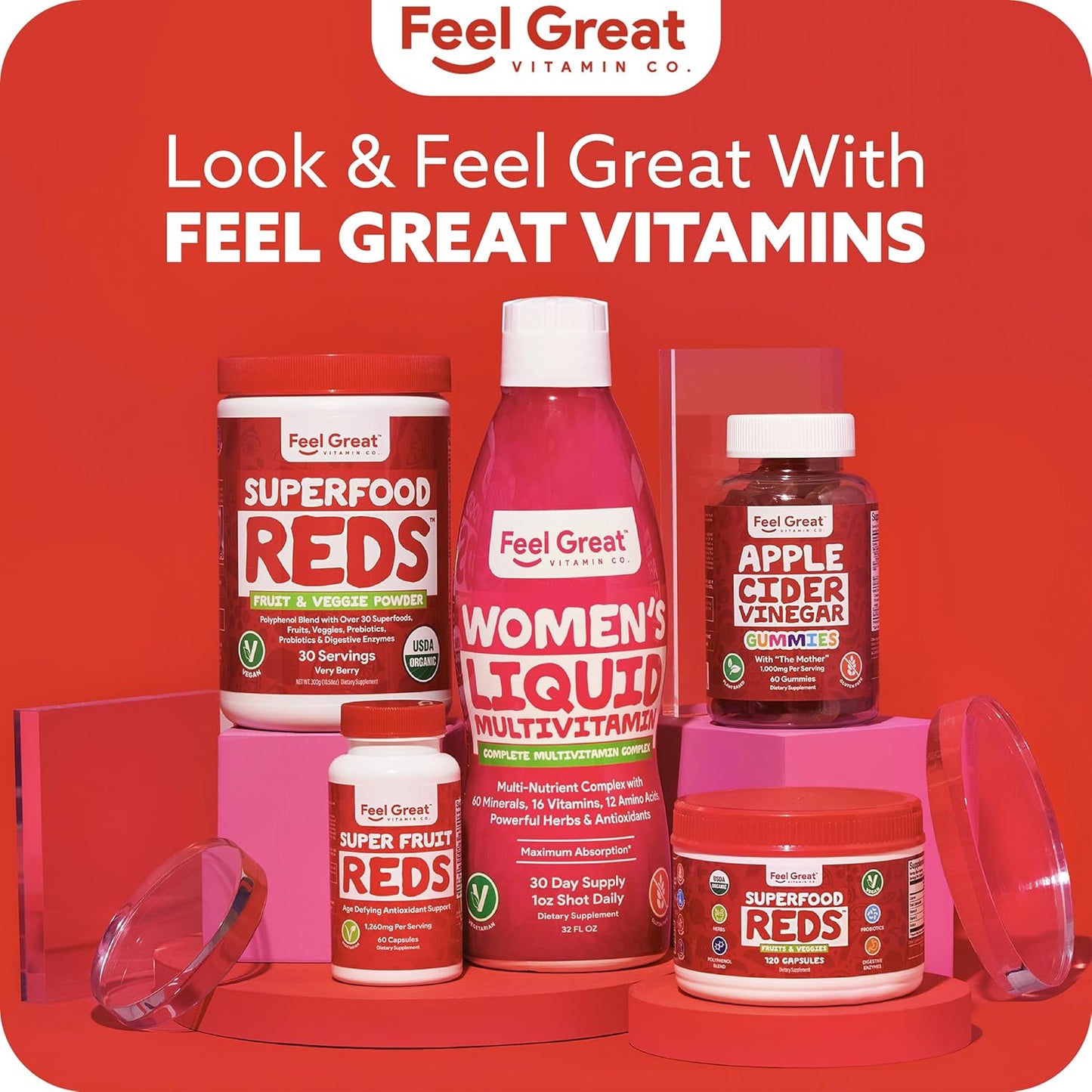 Superfruit Reds Antioxidant Superfood Capsules for Anti-Aging & Immune Support with Acai, Mangosteen, Pomegranate, Blueberry - 60ct