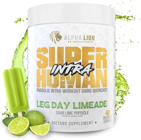 Superhuman Intra Workout Powder with Amino Acids for Muscle Recovery - BCAA Powder with Electrolytes & Hydration, Lime Flavor (42 Servings)