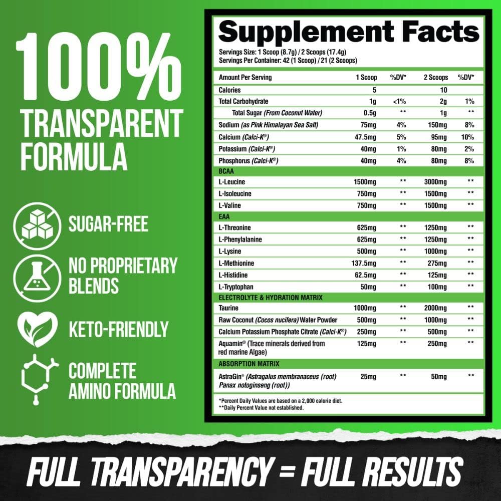 Superhuman Intra Workout Powder with Amino Acids for Muscle Recovery - BCAA Powder with Electrolytes & Hydration, Lime Flavor (42 Servings)