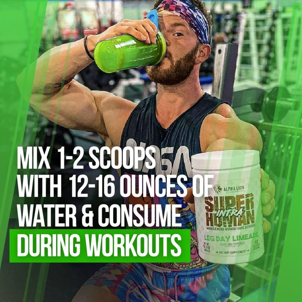 Superhuman Intra Workout Powder with Amino Acids for Muscle Recovery - BCAA Powder with Electrolytes & Hydration, Lime Flavor (42 Servings)