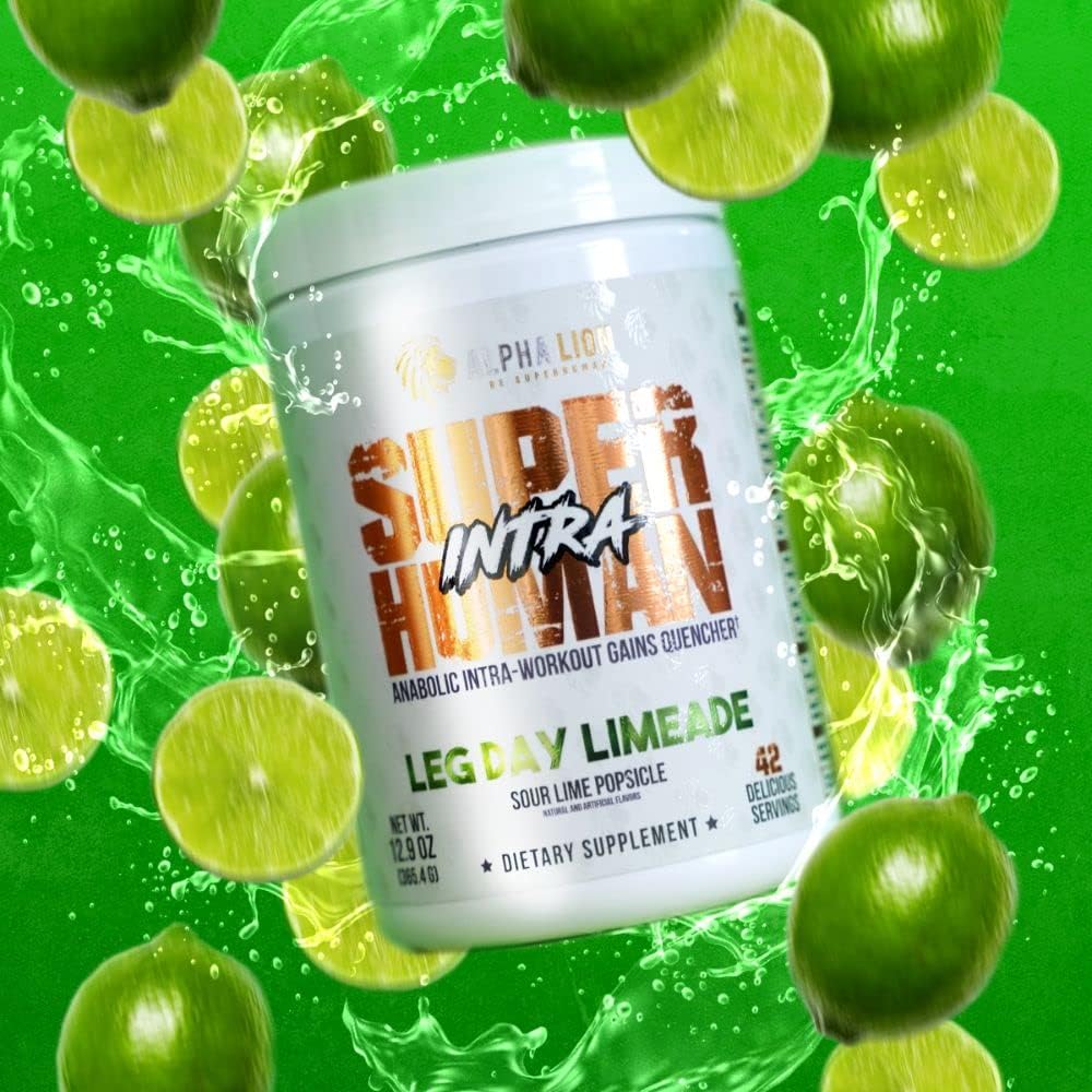 Superhuman Intra Workout Powder with Amino Acids for Muscle Recovery - BCAA Powder with Electrolytes & Hydration, Lime Flavor (42 Servings)