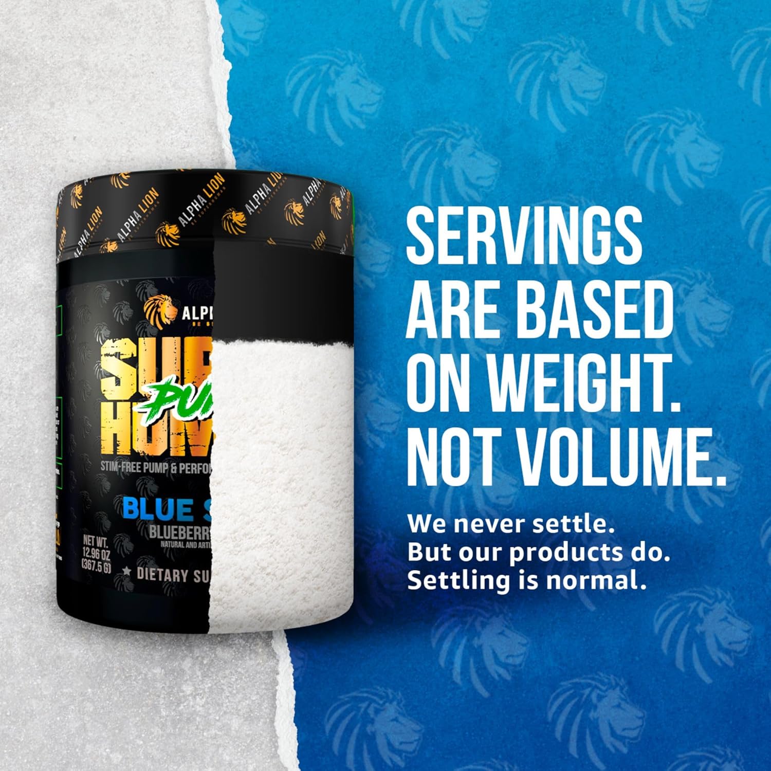 Superhuman Pump Pre Workout Powder with Nootropic Caffeine - Nitric Oxide Booster for Muscle Gain and Energy - Blueberry Steel Flavor (42 Servings)